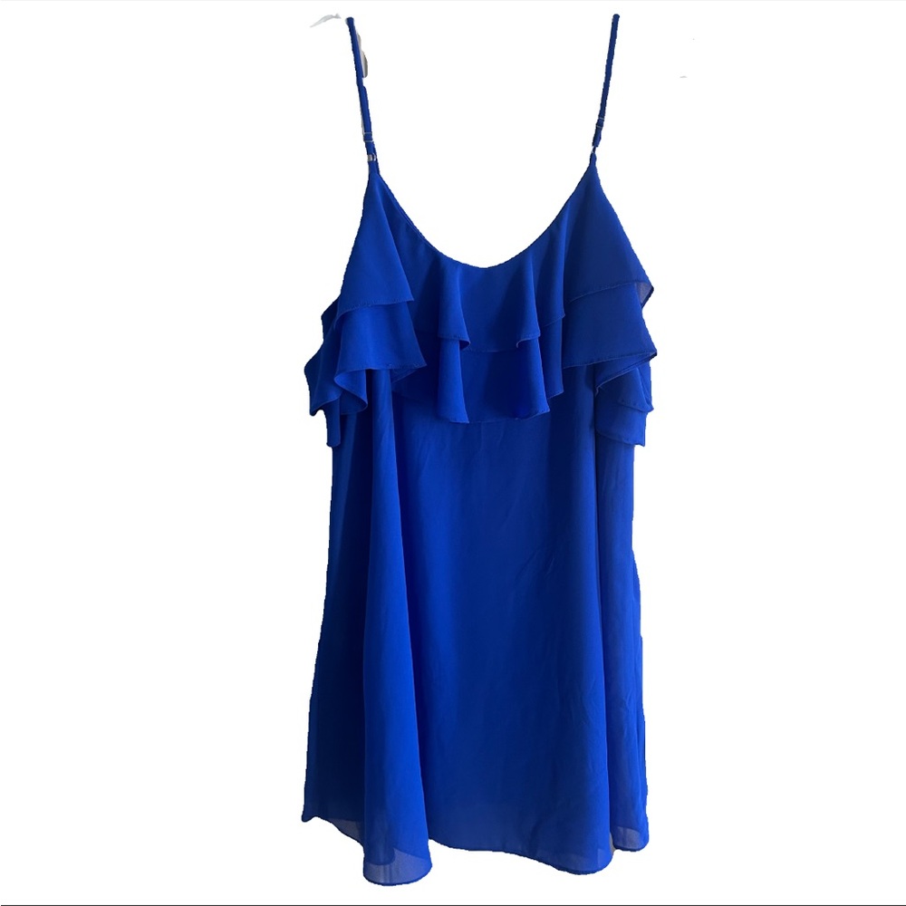 Lulus Ruffle Mini Shift Strappy Party Dress Royal Blue Size Medium